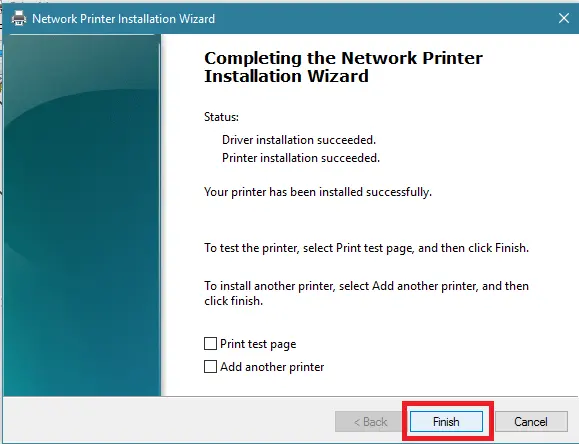 بستن برنامه Network Printer Installation Wizard