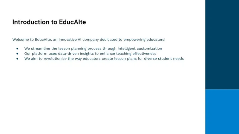 SlidesAI مشابه MagicSlides، خروجی تولید شده توسط هوش مصنوعی محتوای کمی دارد و ظاهر نسبتاً تولید شده توسط AI دارد.