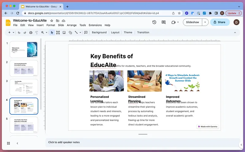 خروجی های تولید شده توسط Gamma پس از فرآیند ایجاد، از نظر ساختار و محتوا تا حد زیادی قابل استفاده هستند.