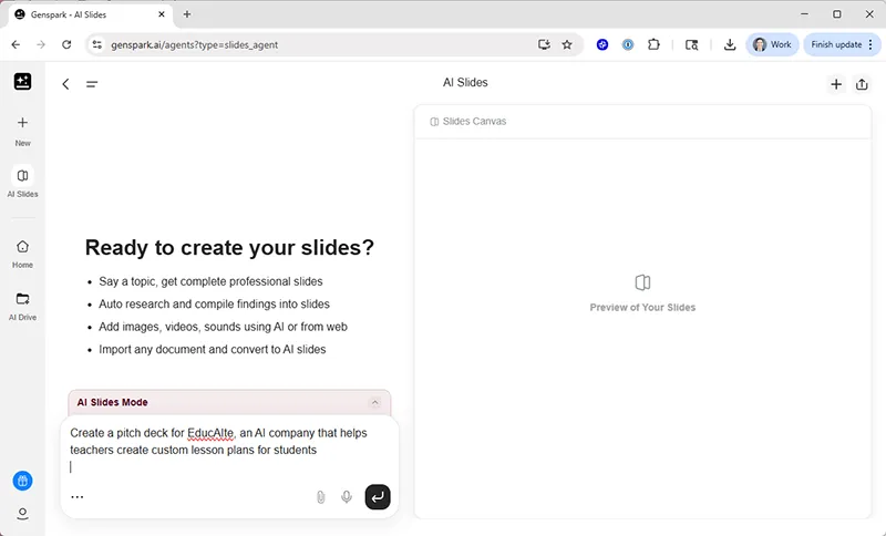رابط کاربری Genspark به سادگی Manus نیست و تجربه کاربری آن در مقایسه با این ابزار کمتر کاربر پسند است.
