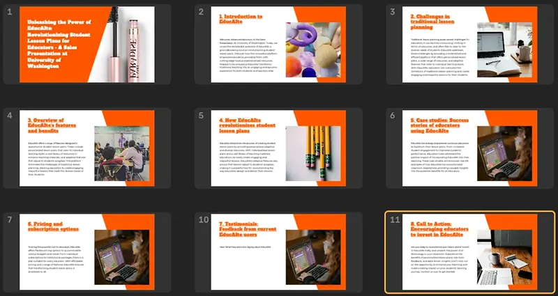 - اسلایدهای Simplified ظاهر نسبتاً حرفه ای دارند و رنگ متن و پس زمینه هماهنگ است، اما همه اسلایدها در قالب یکسان متن و تصویر ارائه می شوند.