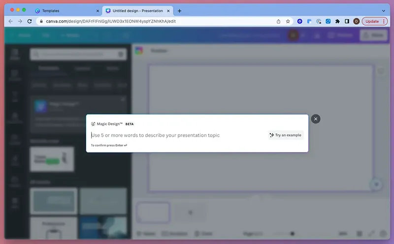 - یکی از اولین نکاتی که هنگام باز کردن Magic Design متوجه خواهید شد این است که محدودیت ۱۰۰ کاراکتری برای وارد کردن دستور وجود دارد.
