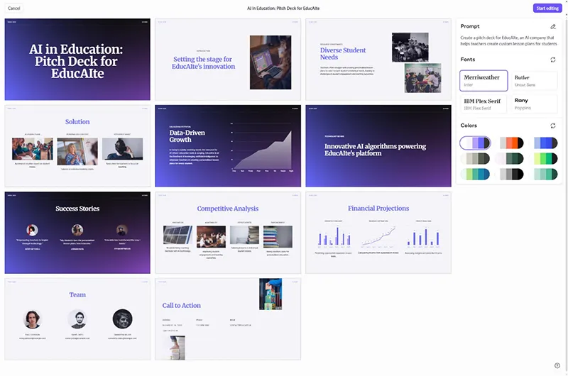 Pitch یک جایگزین مبتنی بر وب برای اسلایدها است که از نظر ویژگی ها و عملکرد بین Canva و گوگل اسلاید قرار می گیرد.