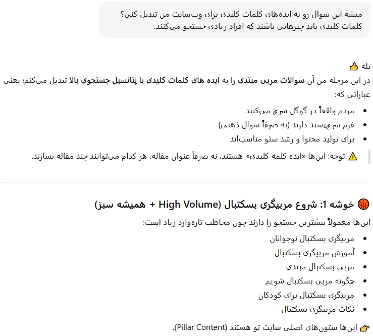 پرامپت برای ایده کلمه کلیدی پر مخاطب